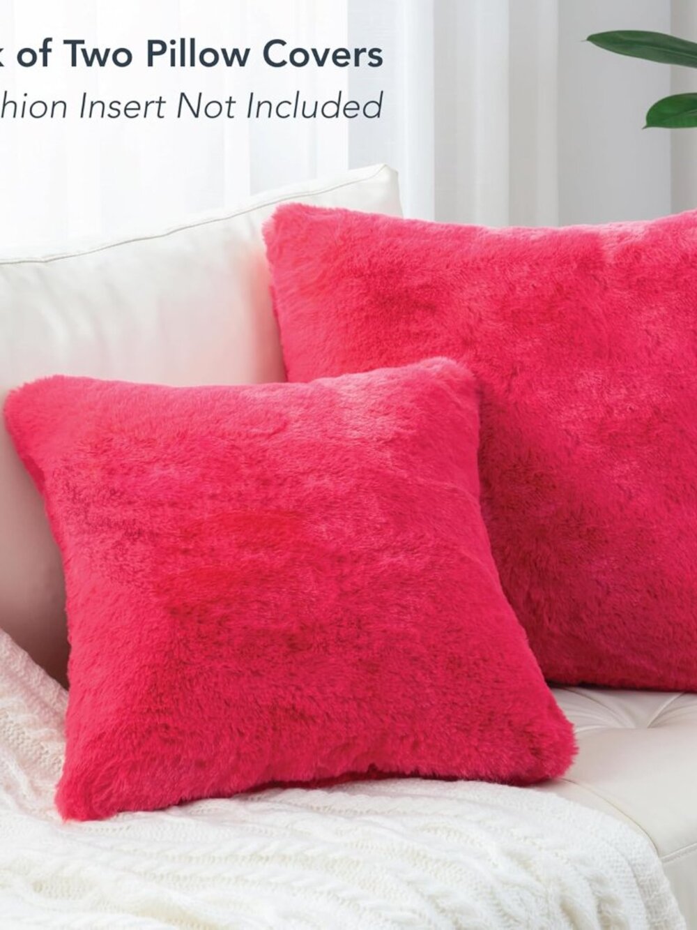 Decorative Throw Pillow Covers Pack of 2, 18x18 Inch, Berkshire Faux Fur